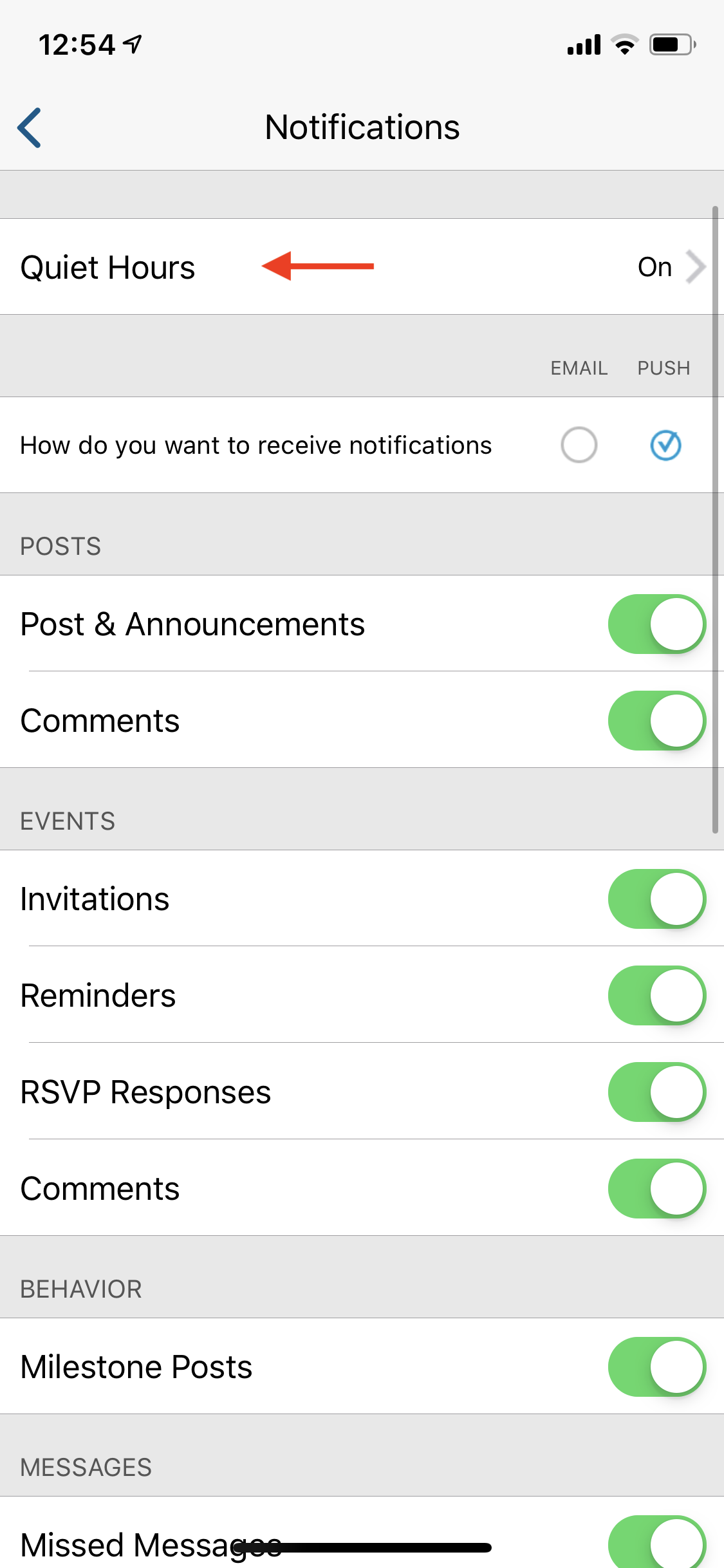 Bloomz: Turn down notifications | Dolores Huerta Elementary